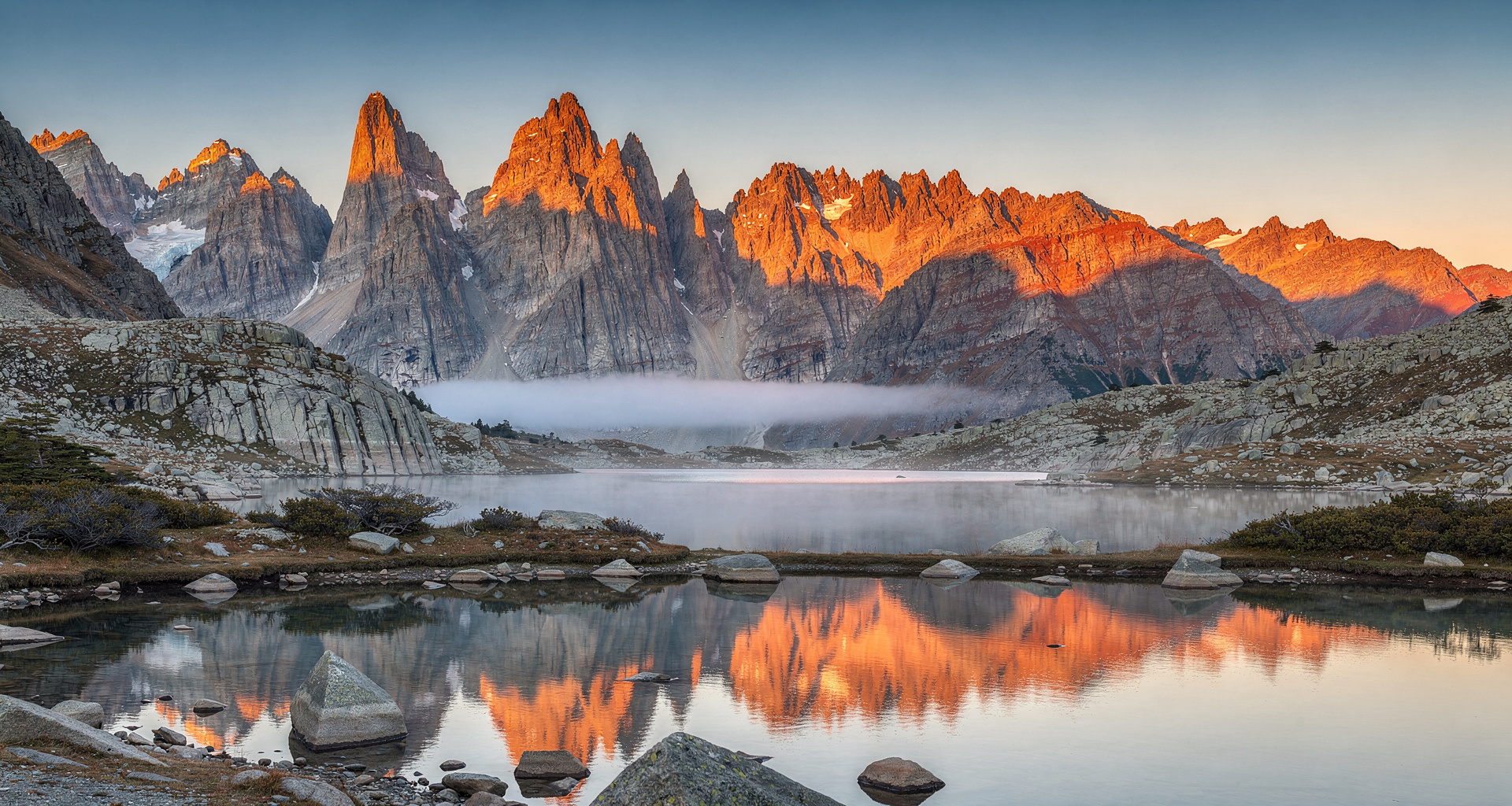 Golden light across the Patagonian steppe at sunrise